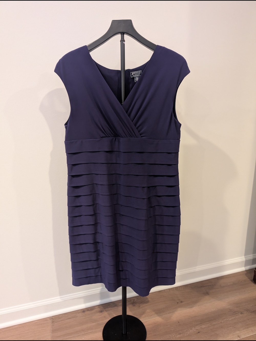 American Living Purple Pleated Midi Sheath Dress Size 16